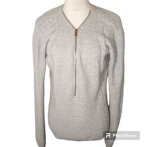NY &CO Gray 3/4 Front Zip Knit Sweater Size L